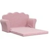 Vaikiška dvivietė sofa-lova, rožinės spalvos, minkštas pliušas
