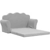 Vaikiška dvivietė sofa-lova, šviesiai pilka, minkštas pliušas