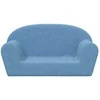 Vaikiška dvivietė sofa, mėlynos spalvos, minkštas pliušas