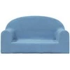 Vaikiška dvivietė sofa, mėlynos spalvos, minkštas pliušas