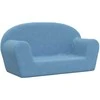 Vaikiška dvivietė sofa, mėlynos spalvos, minkštas pliušas