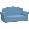 Vaikiška dvivietė sofa, mėlynos spalvos, minkštas pliušas