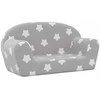 Vaikiška dvivietė sofa, pilka, minkštas pliušas, su žvaigždėmis