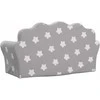 Vaikiška dvivietė sofa, pilka, minkštas pliušas, su žvaigždėmis