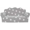 Vaikiška dvivietė sofa, pilka, minkštas pliušas, su žvaigždėmis