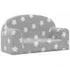 Vaikiška dvivietė sofa, pilka, minkštas pliušas, su žvaigždėmis