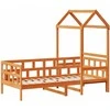 Vaikiška lova su stogeliu, vaško ruda, 80x200cm, pušies masyvas