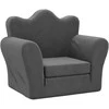 Vaikiška sofa-lova, antracito spalvos, minkštas pliušas