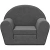 Vaikiška sofa-lova, antracito spalvos, minkštas pliušas