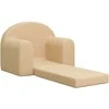 Vaikiška sofa-lova, kreminės spalvos, minkštas pliušas