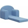 Vaikiška sofa-lova, mėlynos spalvos, minkštas pliušas