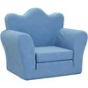 Vaikiška sofa-lova, mėlynos spalvos, minkštas pliušas