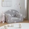 Fotelis Vaikiška sofa, šviesiai pilka, minkštas pliušas, su žvaigždėmis