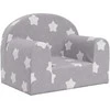 Fotelis Vaikiška sofa, šviesiai pilka, minkštas pliušas, su žvaigždėmis