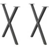 Valgomojo stalo kojos, X formos, 2 vnt., antracito spalvos, 70x(72-73) cm, plienas