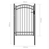 Vartai su arkiniu viršumi, juodos spalvos, 100x150cm, plienas