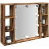 Veidrodinė spintelė su LED apšvietimu, 76x15x55cm, mediena