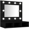 Veidrodinė spintelė su LED apšvietimu, juoda, 60x31,5x62cm