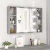 Veidrodinė spintelė su LED apšvietimu, pilka ąžuolo, 76x15x55cm