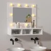 Veidrodinė spintelė su LED, balta, 60x31,5x62cm, blizgi