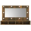 Veidrodinė spintelė su LED, dūminio ąžuolo, 90x31,5x62cm