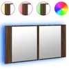 Veidrodinė vonios spintelė su LED, ruda, 90x12x45cm, akrilas