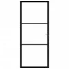 Vidaus durys, juodos, 102,5x201,5cm, ESG stiklas ir aliuminis