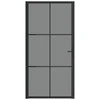 Vidaus durys, juodos, 102,5x201,5cm, ESG stiklas ir aliuminis