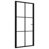 Vidaus durys, juodos, 102,5x201,5cm, ESG stiklas ir aliuminis
