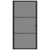 Vidaus durys, juodos, 102,5x201,5cm, ESG stiklas ir aliuminis