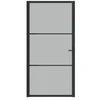 Vidaus durys, juodos, 102,5x201,5cm, matinis stiklas/aliuminis