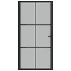 Vidaus durys, juodos, 102,5x201,5cm, matinis stiklas/aliuminis