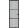 Vidaus durys, juodos, 76x201,5cm, matinis stiklas ir aliuminis