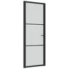 Vidaus durys, juodos, 76x201,5cm, matinis stiklas ir aliuminis