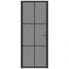 Vidaus durys, juodos, 83x201,5cm, ESG stiklas ir aliuminis