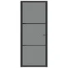 Vidaus durys, juodos, 83x201,5cm, ESG stiklas ir aliuminis