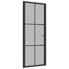 Vidaus durys, juodos, 83x201,5cm, matinis stiklas ir aliuminis