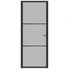 Vidaus durys, juodos, 83x201,5cm, matinis stiklas ir aliuminis