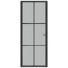 Vidaus durys, juodos, 83x201,5cm, matinis stiklas ir aliuminis