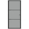 Vidaus durys, juodos, 93x201,5cm, ESG stiklas ir aliuminis