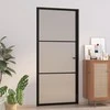 Vidaus durys, juodos, 93x201,5cm, matinis stiklas ir aliuminis