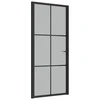 Vidaus durys, juodos, 93x201,5cm, matinis stiklas ir aliuminis