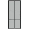 Vidaus durys, juodos, 93x201,5cm, matinis stiklas ir aliuminis