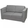 Sofa 2 sofų komplektas, audinys, šviesiai pilkos