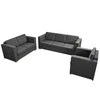 Sofa 3 sofų komplektas, audinys, tamsiai pilkos