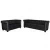 Sofa Chesterfield dvivietė ir trivietė sofos, juodos, dirbtinė oda