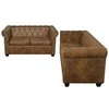 Sofa Chesterfield dvivietės ir trivietės sofos komplektas, rudas