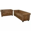 Sofa Chesterfield dvivietės ir trivietės sofos komplektas, rudas