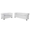 Sofa Chesterfield dvivietė ir trivietė sofos, baltos, dirbtinė oda