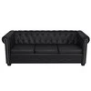 Sofa Chesterfield dvivietė ir trivietė sofos, juodos, dirbtinė oda